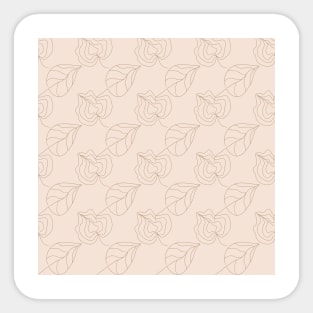 Brown contours of flowers and leaves on a beige background. Refined lines, plants, silhouettes Sticker